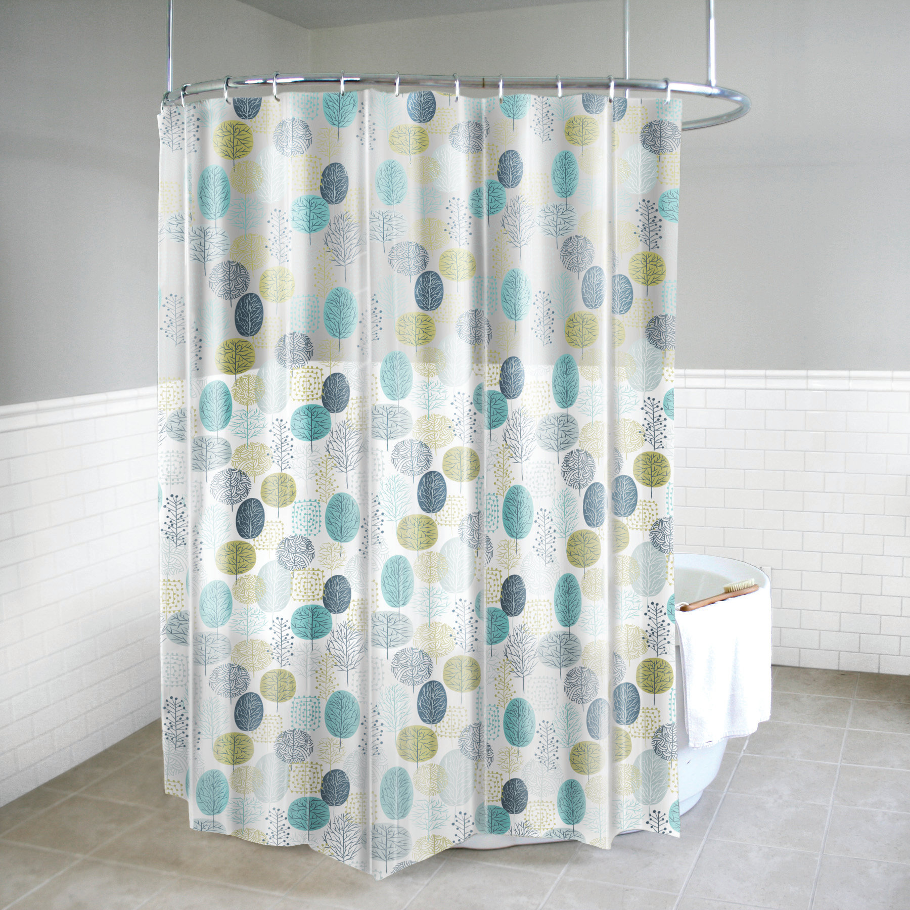 Ebern Designs Zara PEVA 4G Parkland Vinyl Single Shower Curtain Liner ...