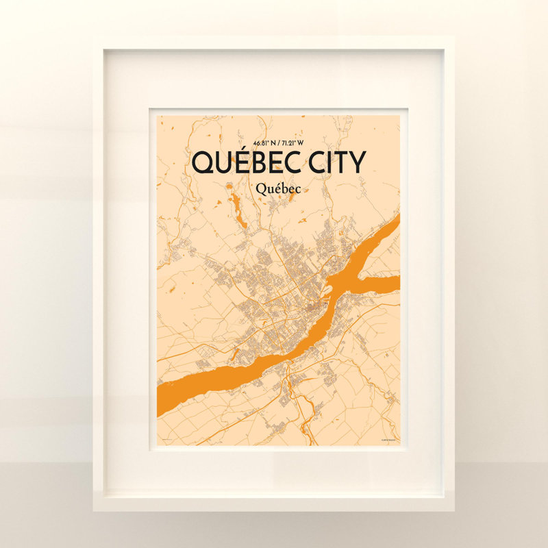 Carte de la ville de Québec, impression, H 20 po x l 16 po