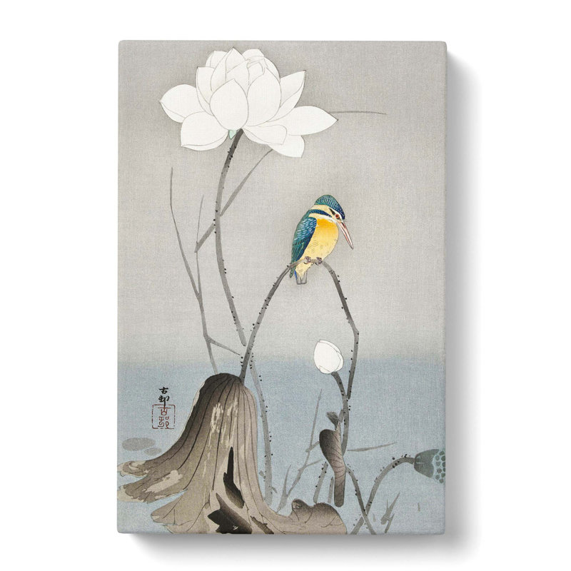 Kingfisher With Lotus Flower by Ohara Koson - Wrapped Canvas Print, 60cm H x 40cm W x 3cm D