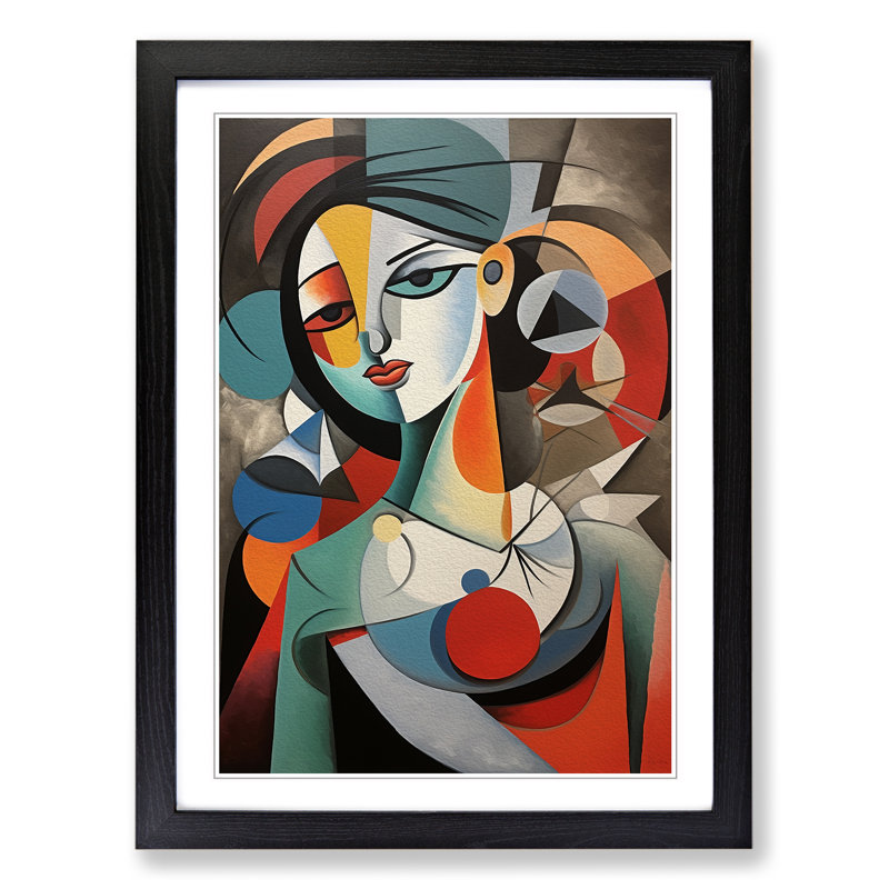 Pablo Picasso Hard Edge Painting - Single Picture Frame Print on Wood, Black Framed, 46cm H x 34cm W x 2cm D