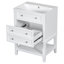 Meuble-lavabo 24 po avec lavabo, meuble de rangement pour salle de bain avec tiroir et tablette ouverte, structure en bois massif, blanc
