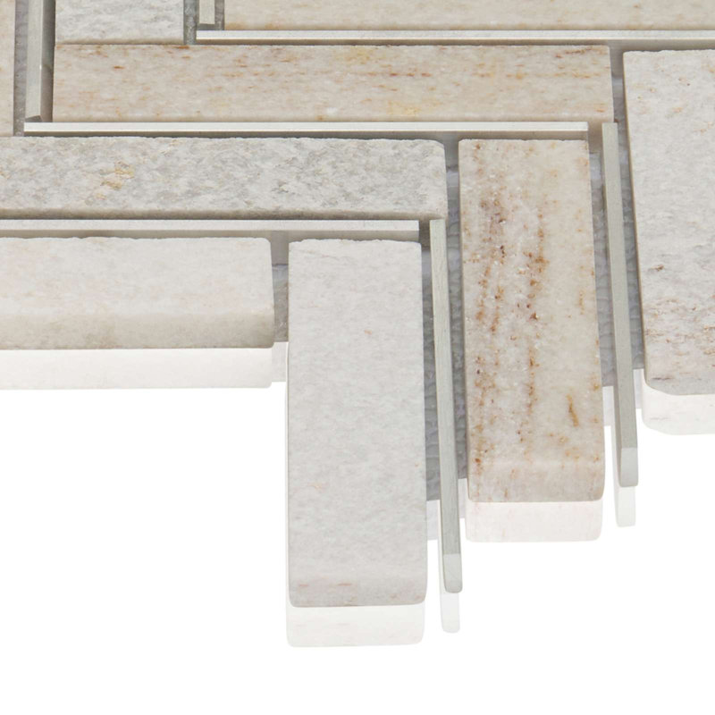 1" x 12" Natural Stone Mosaic Sheet Tile, Gray/brown