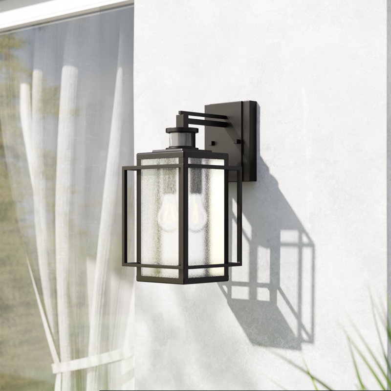 Stumbaugh Seeded Glass Motion Sensor Wall Light, 15.5" H x 7.2" W x 10.2" D