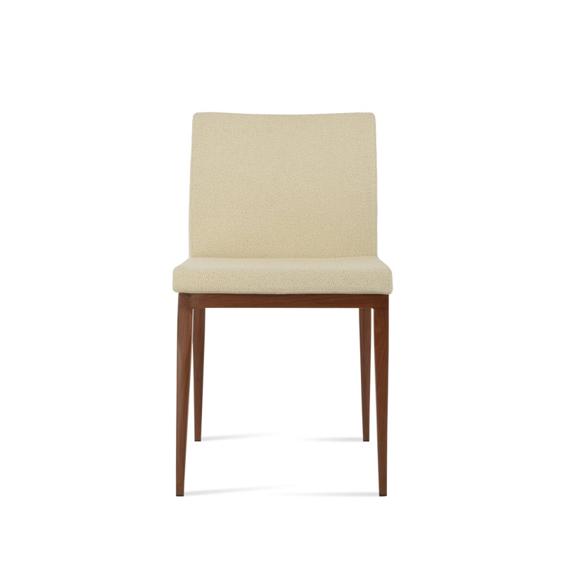 Chaise de salle à manger en bois Aria, Polyuréthane blanc cassé Yoredale, Noyer