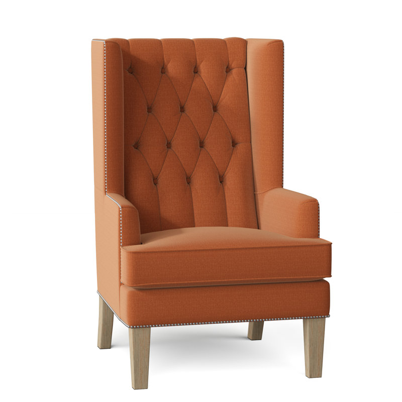 Fauteuil à oreilles capitonné de 30 po de largeur Searle, Naturel, Bongo basilic