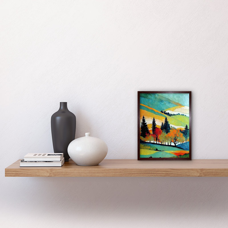 Colourful Autumn Landscape Scotland Hillside Forest 1 Piece Wall Art, 25.9cm H x 20.6cm W x 1.5cm D, Brown Framed Paper