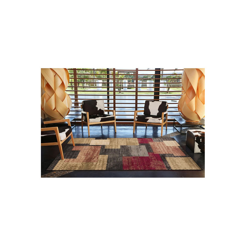 Colorful Rectangular Patterned Woven Base Machine Washable Rug, Runner 4'11" x 9'10" Rug Pad Included