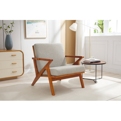 Jalaiya Fabric Accent Chair with Rubberwood Legs