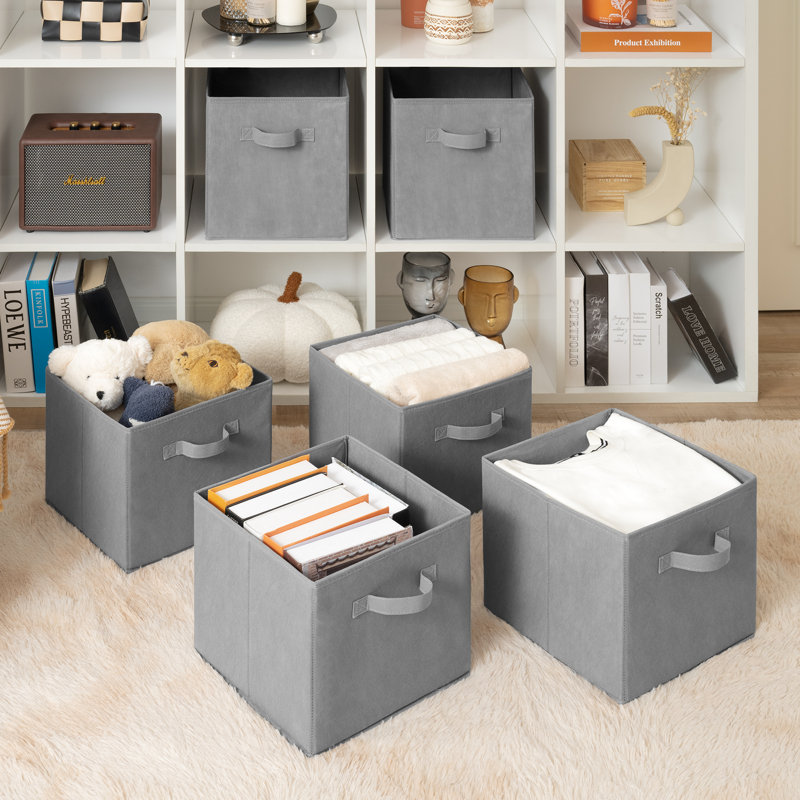 Ensemble de 6 cubes de rangement en tissu, H 11 po x l 11 po x P 11 po, Gris