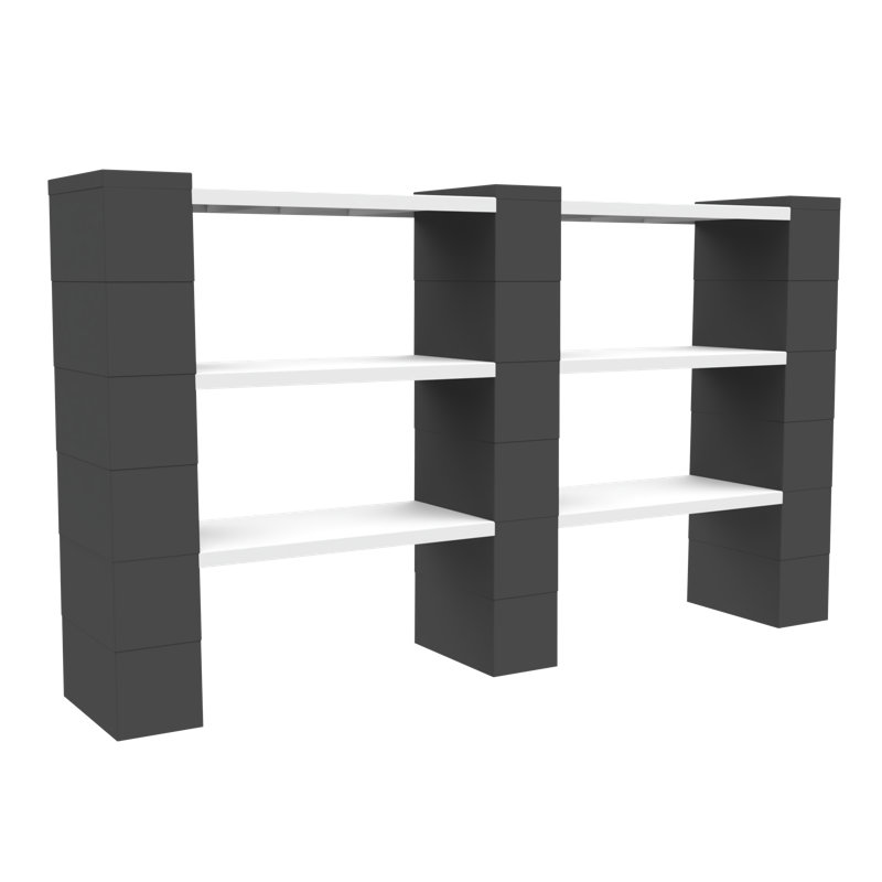 EverBlock 3 Level Double Shelving Kit, Dark Gray