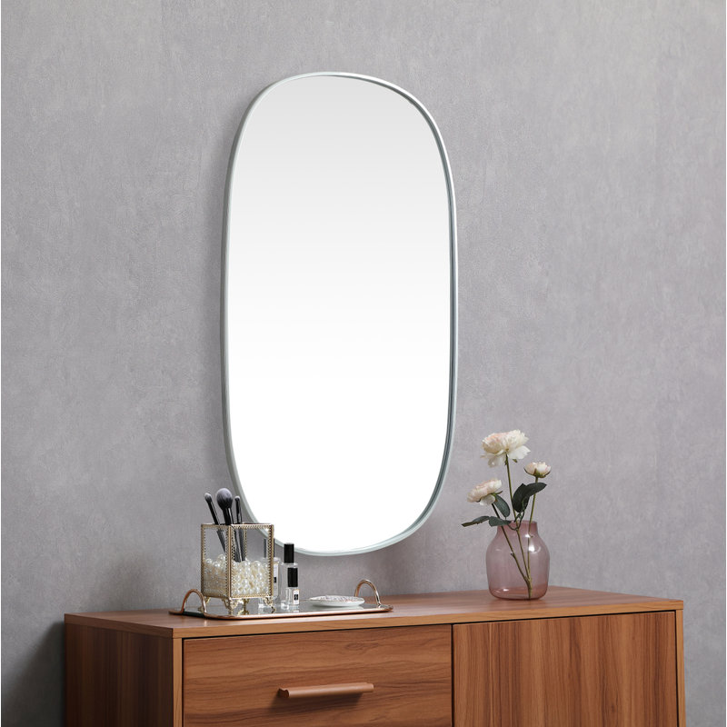Bertin Metal Oval Wall Mirror, Silver, 48"  x 30" 