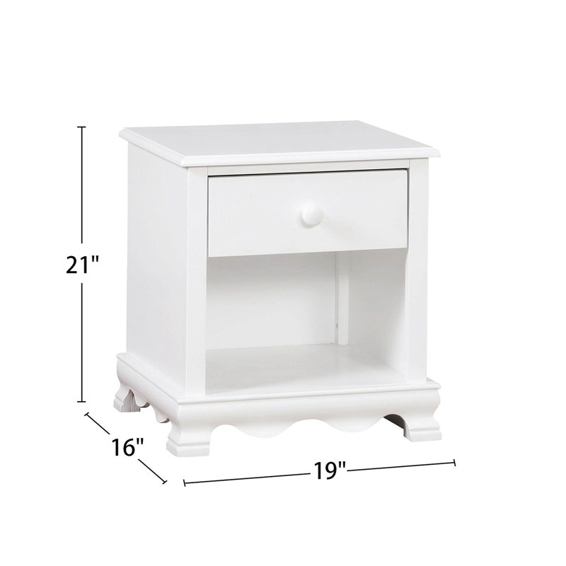 Solid Wood Bedroom Nightstand In White With Bottom Shelf Functionality - Crafted And