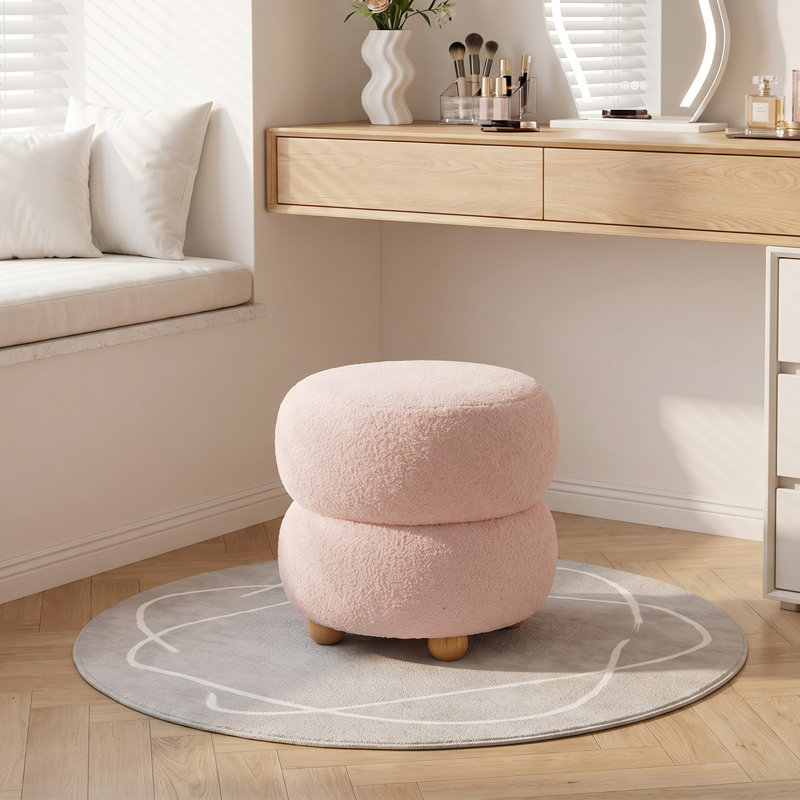 Solid Wood Accent Stool, Pink