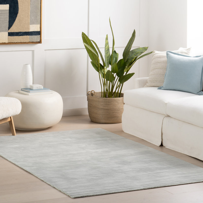 Alva Sky Hand Loom Knotted Viscose Rug, Runner 2'6" x 8'