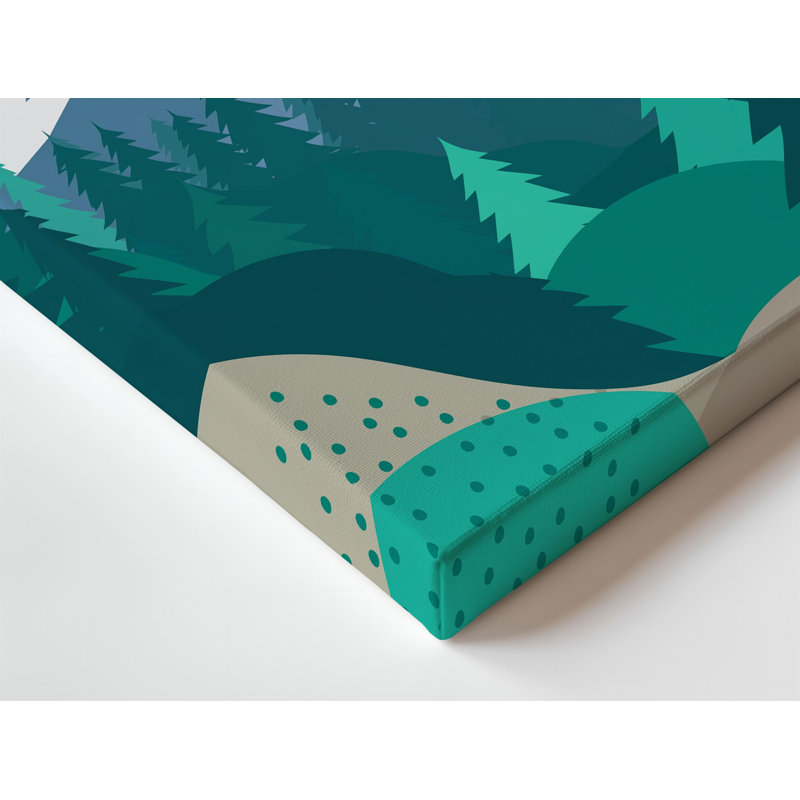 Toile, création d'un paysage serein mettant en vedette de majestueuses montagnes enneigées dans un art mural, fond entouré d'une forêt dense d'art sur toile