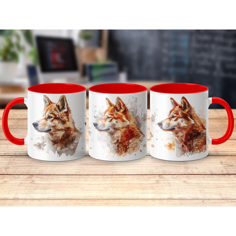 Ceramic Coffee Mug, Red, 3