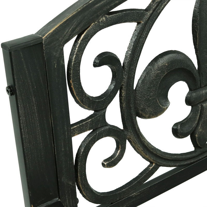 French Floral Cast Iron and Steel Outdoor Rocking Chair