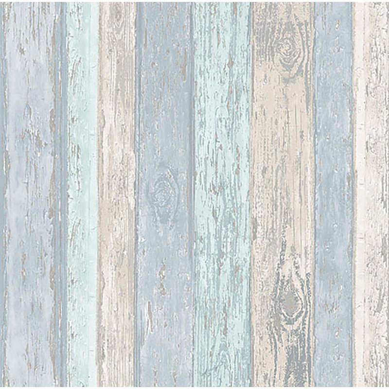 Alula Distressed Wood 10m x 52cm Wallpaper Roll, Blue/Grey