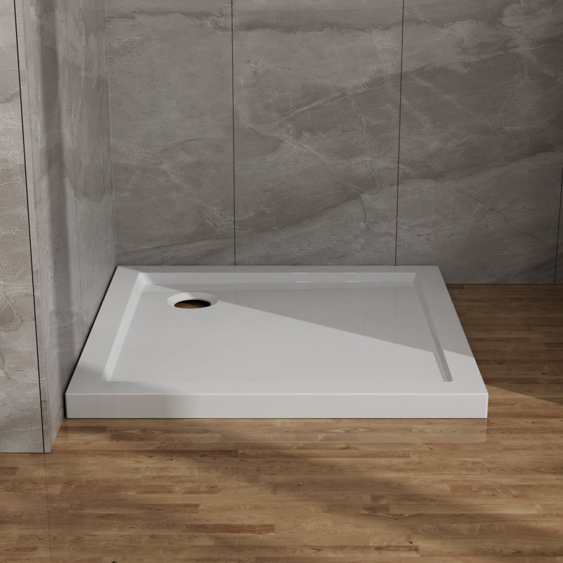 Base de douche 32 po x 32 po, bonde de centre sans drain, blanc