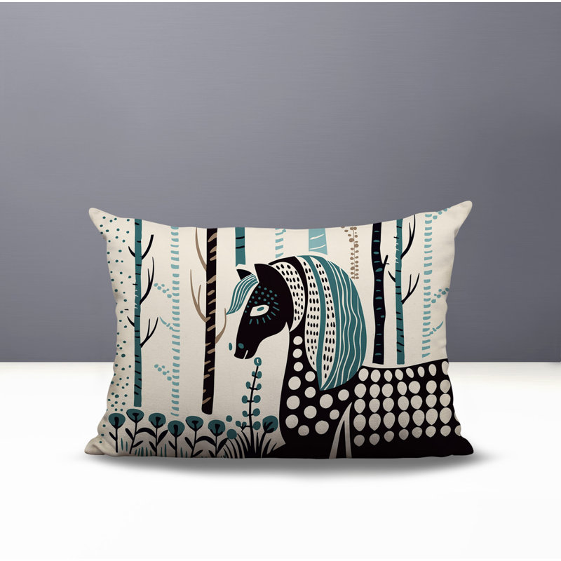 Coussin lombaire réversible intérieur / extérieur niko Horse, Émeraude, Rectangle H 18 po x l 25 po