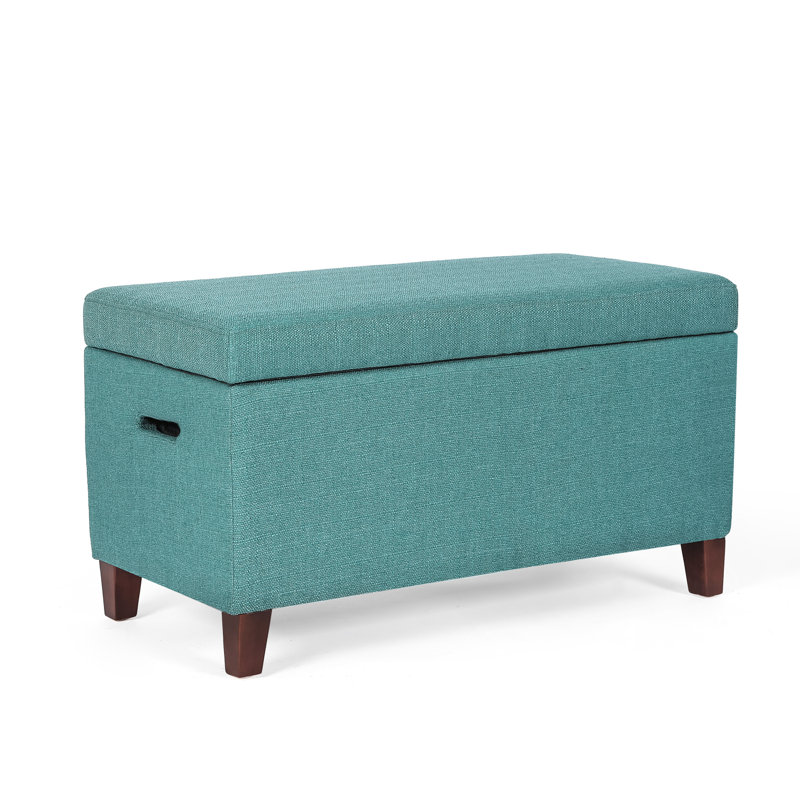 Banc de rangement à couvercle rabattable rembourré, Bleu sarcelle