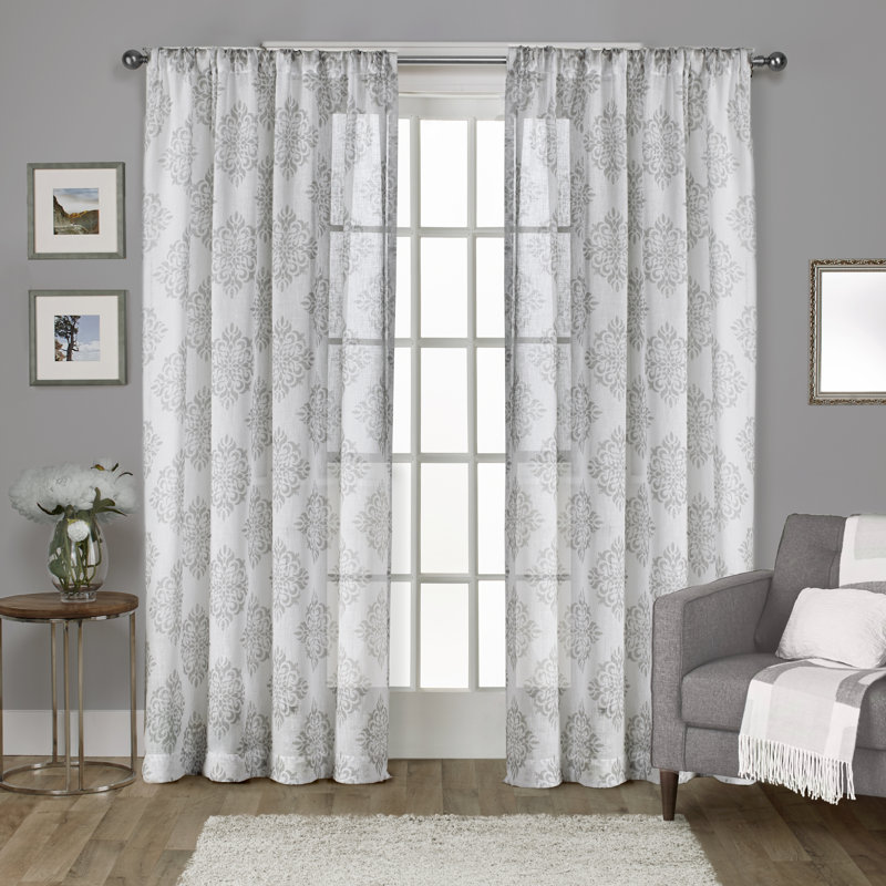 Knisley Sheer Curtain Pair, 54" W x 84" L, Dove Gray