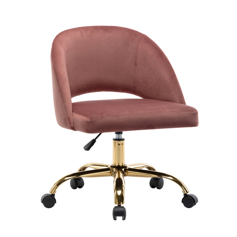 Shauna Velvet Office Chair, Pink