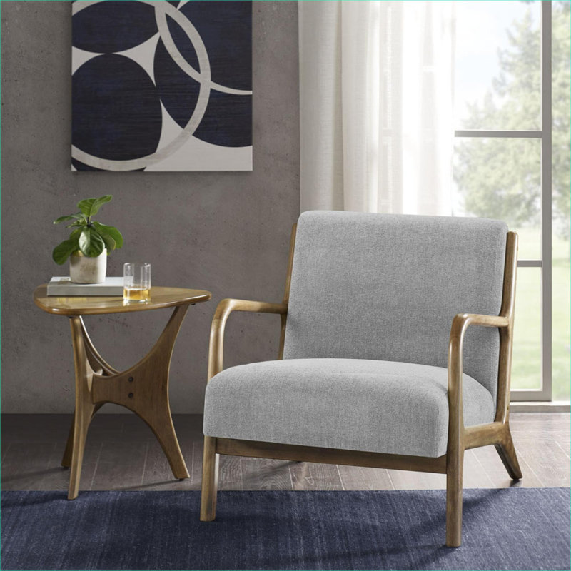 Chaise avec accoudoirs de salon Mid-Century, Gris