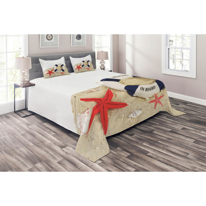 Buoy Coastal Polyester Coverlet, King Bedspread + 2 Shams
