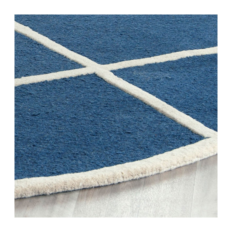 Deedgra Hand Tufted Wool Geometric Rug, Round 6'