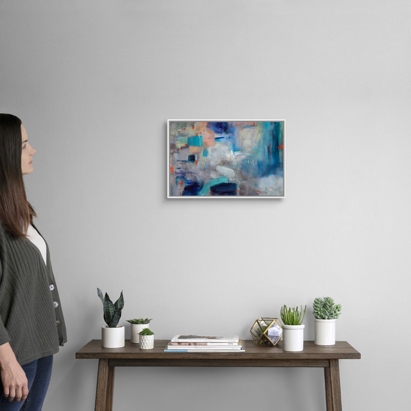 Reproduction d'art sur toile, H 14 po x l 20 po x P 1,75 po, Cadre flottant blanc