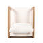 Méridienne d'extérieur, fauteuil club en bois d'acacia, siège surdimensionné avec ensemble de coussins blancs