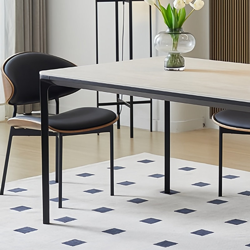 French Rectangular Minimalist Home Dining Table Dining Table, 29.52"H x 55.11"L x 31.49"W 