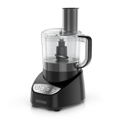Hachoir à légumes Black + Decker, lame en acier inoxydable, capacité de 8 tasses, puissance de 450 W avec accessoires pour râper, déchiqueter, trancher, hacher, broyer et réduire en purée