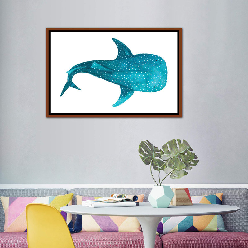" Whale Shark II ", No Mat, 40" H x 60" W x 1.5" D, Brown Framed Canvas