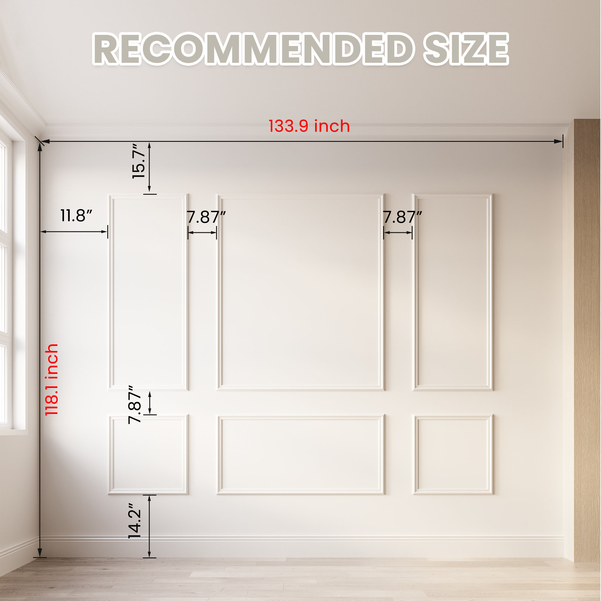 THLYNSAM 6-Frame Wall Moulding Kit, Prefabricated Decorative Moulded