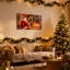 Christmas Santa Playing Harp By Fireplace Set of 3 Canvas Wall Art Prints-120618103