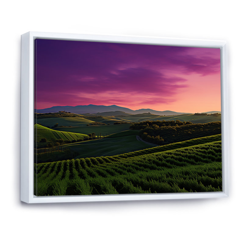 Impression sur toile Tuscany Twilight I, Cadre flottant blanc, H 30 po x l 40 po