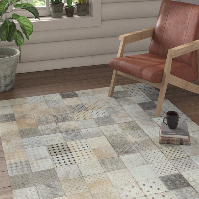 El Centro Leather Geometric Indoor Rug, Rectangle 4' x 6'