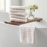 100% Zero-Twist Cotton Ribbed Hand Towels (Set of 6)