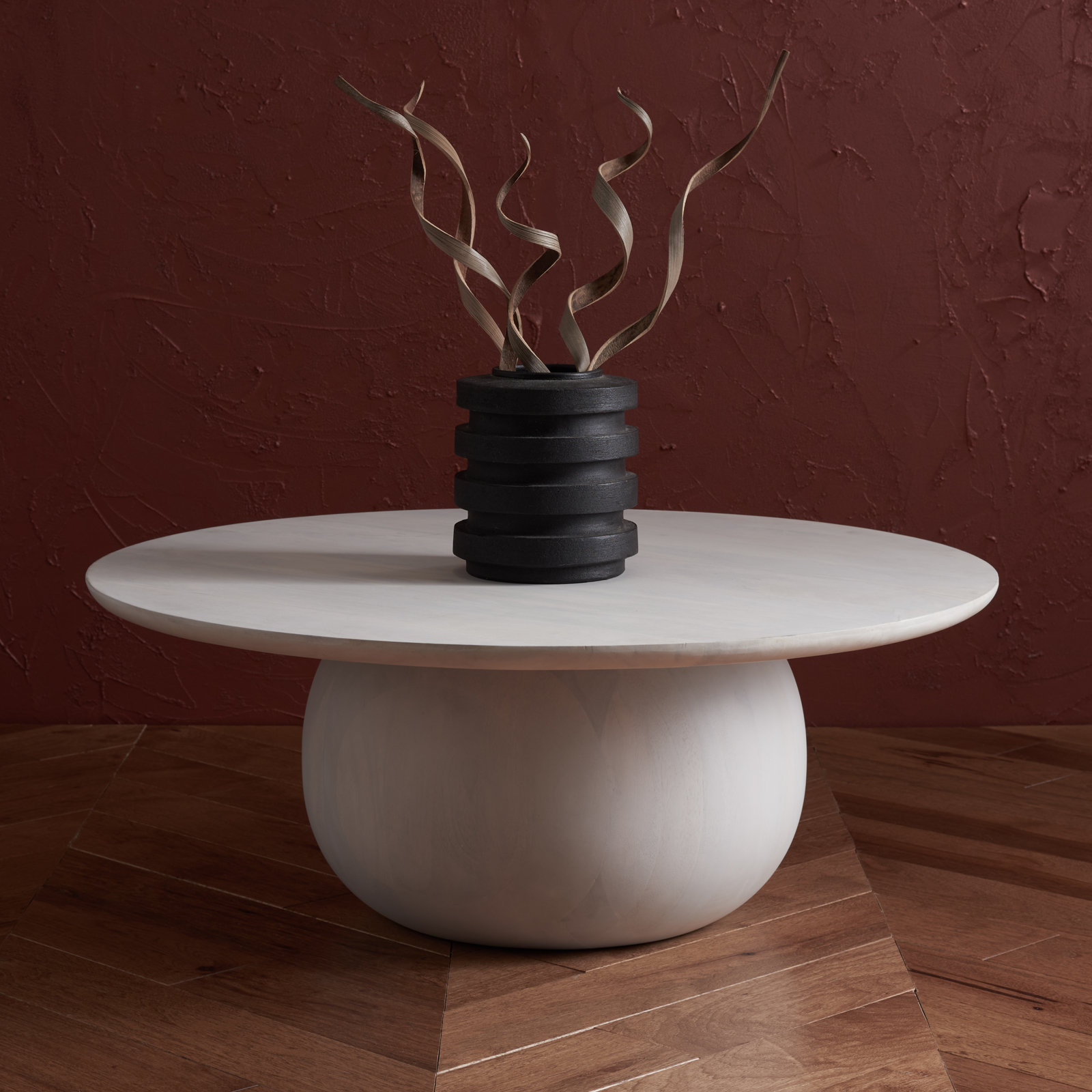 Iver Solid Wood Single Coffee Table, White Wash