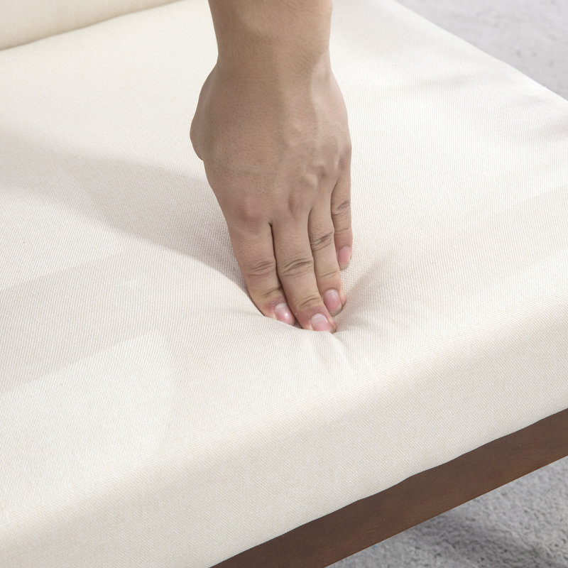 Chaise d'appoint moderne avec siège rembourré et accoudoirs en bois d'hévéa