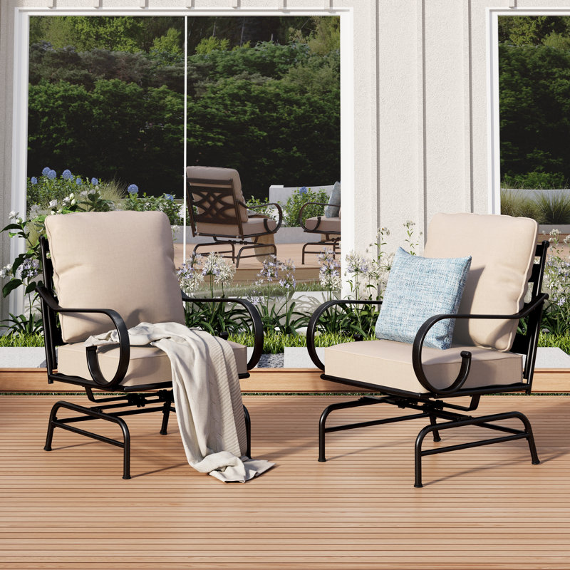 Carli Rocking Patio Lounge Chairs with Cushions