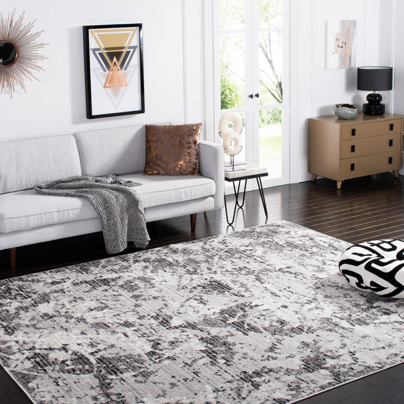 Tapis gris anthracite / ivoire Skyler, Rectangle 4 pi x 6 pi