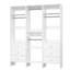 Système de garde-robe modulaire étroit, garde-robe autoportante blanche avec tringle suspendue et 3 tiroirs de rangement
