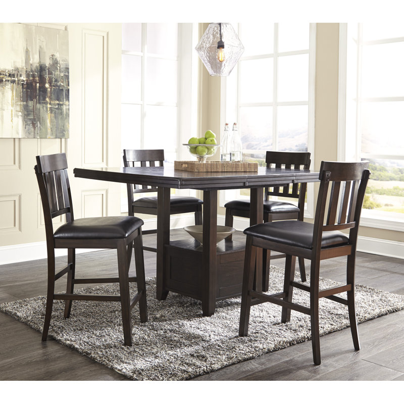 Table de salle à manger à hauteur de comptoir Haddigan avec 4 tabourets de bar, 5