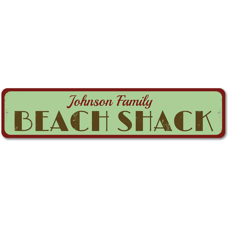 Plaque en métal Beach Shack, H 4 po x l 18 po x P 0,04 po