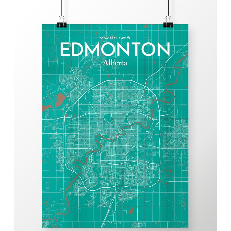 OurPoster.com Edmonton City Map On Paper Print | Wayfair