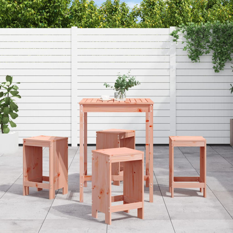 Azja Brayden Studio Bar Set with Wood Frame and Solid Wood Outer Material, Pink