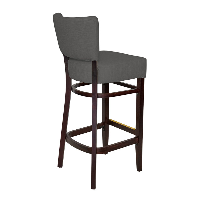 Tabouret de bar Madison, Bois brun foncé, Gris